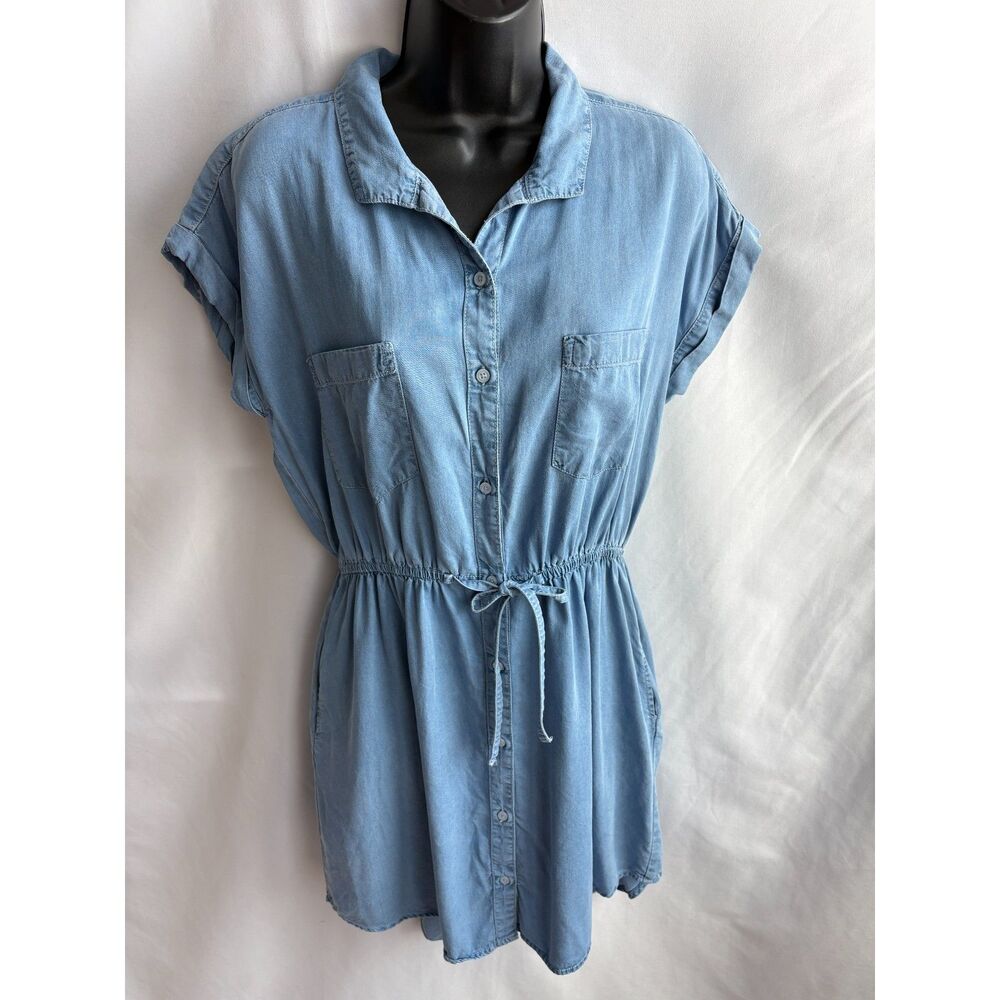 Japna Chambray Blue Denim Dress Tunic Shirt Size L Classic Essential Minimalist